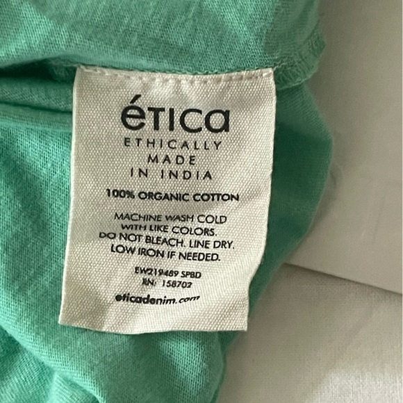 Ética Zelie Pleated Crop Muscle Tee Organic Cotton Relaxed Fit In Green Size L - Picture 8 of 15